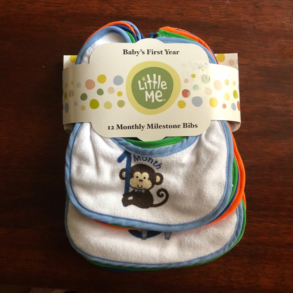 Set of 12 bibs, monthly milestones (NWT)
